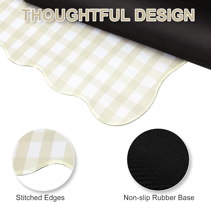 L-SPOUTTO Beige Striped Mouse Pad,Scalloped Desk Mat XXL Large Geometric Gaming Mousepad,35.4x15.7in Non-Slip Rubber Base Keyboard Pad Waterproof Desktop Mat for Laptop Computer Game Home Office