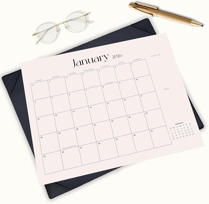 Large Desk Calendar 2026-2027 with Desk Mat, Desktop Calendar 18 Monthly Runs from January 2026 to June 2027, Desk Pad Calendar 22 x 17 Inch Perfect for Planning, Organizing, and Scheduling Your Life (Black)