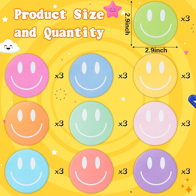 AgincBerry Smile Face Sticky Notes - 30PCS Back to School Colorful Preppy Self-Stick Notes Mini Smile Face Memo Pads Creative Shaped Notepad Writing Sticky Note for Office Home Gift Tab Supplies