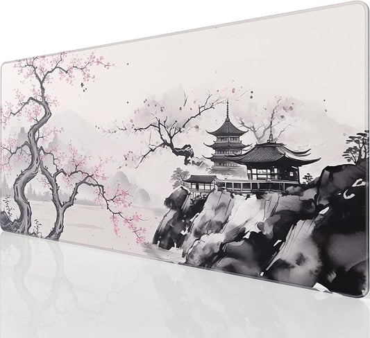 KTRIO Large Gaming Mouse Pad, Desk Mat, 31.5 x 15.7 in, Zen Sakura, XXL | Smooth Micro-Weave Surface, Artistic Pattern Design, Non-Slip Rubber Base, Durable Stitched Edges, Office & Home Use