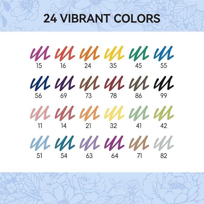 Arrtx Brush Tip Marker Pens, 24 Colors Brush Pens with Flexible Tip, Water Based Assorted Colors for Adult Hand Lettering Journaling Calligraphy Drawing Writing