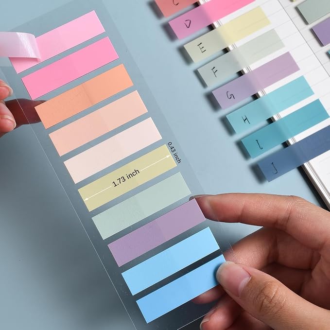 Lysas 2400pcs Book Tabs for Annotating, Writable Morandi Translucent Page Markers Sticky Tabs Clear Sticky Notes, Repositionable Book Flags Strip, Annotation File Index Tabs