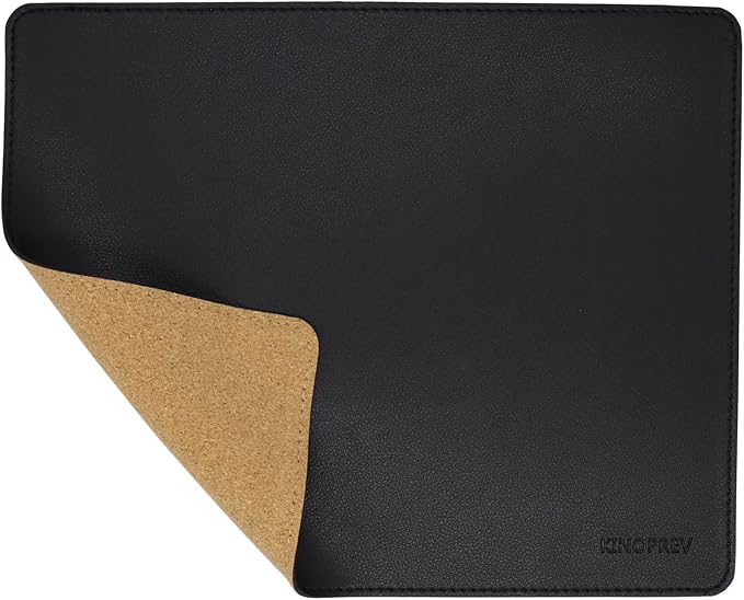 Leather Mouse Pad - Wood Mouse Pads with Stitched Edge,PU Non-Slip Mouse Mat,Double Side Mousepad,Waterproof Gaming Mouse Pad for Desk,Laptop,Office & Home,10.2" x 8.3",1 Pack (Black)