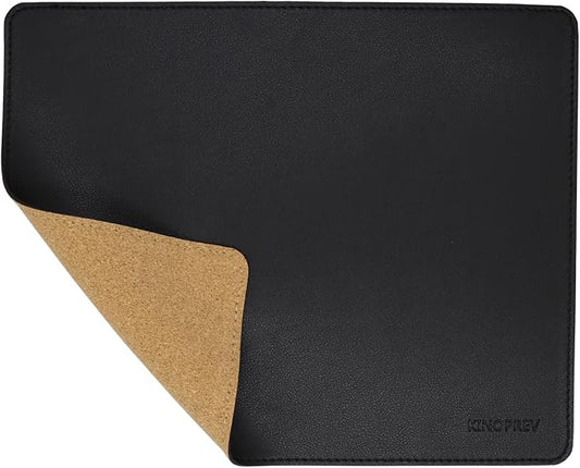 Leather Mouse Pad - Wood Mouse Pads with Stitched Edge,PU Non-Slip Mouse Mat,Double Side Mousepad,Waterproof Gaming Mouse Pad for Desk,Laptop,Office & Home,10.2" x 8.3",1 Pack (Black)