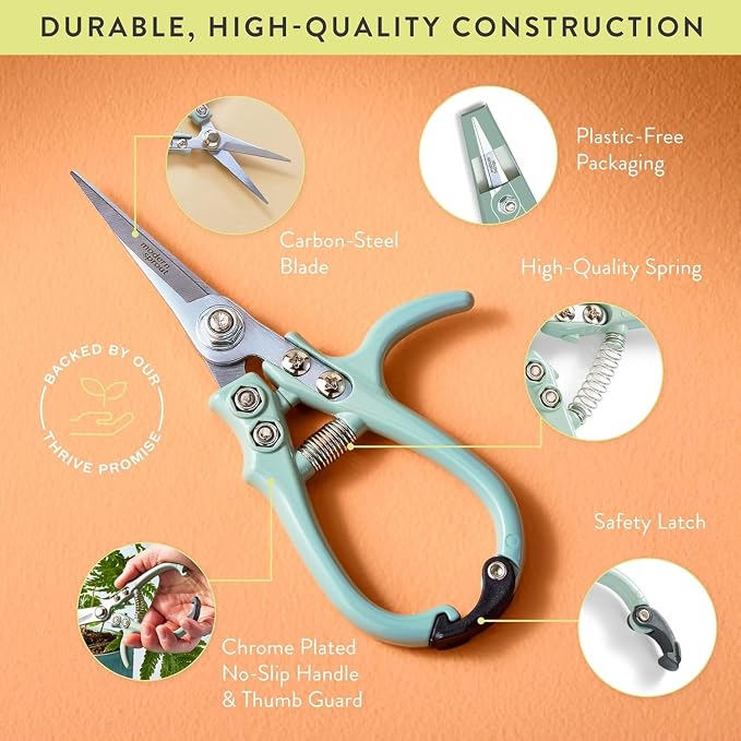 Modern Sprout Pruning Shears - Garden Snips - Herb Scissors - Multi 12-Pack | Lightweight Gardening Tool - Durable Carbon Steel Blade W/Easy-Lock - Gardening Supplies - Flower Cutter - Reusable Holster
