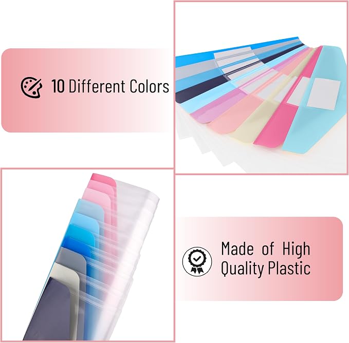 Mr. Pen- Clear Plastic Envelopes File Folders, 10 Pack, A4, Letter Size | Colorful Flaps, Clear Folders for Documents Plastic Poly Envelopes with Label for School, Home, Work, Office, Organizer