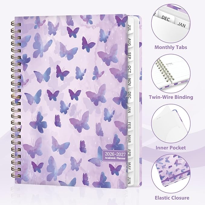 Planner 2026-2027, Weekly and Monthly Academic Year Calendar Planner, July 2026 - June 2027, Daily Agenda Book for Office School Supplies, A5(6.3'' x 8.5'')