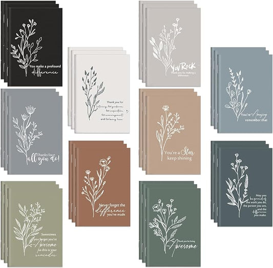 Feifeiya 30 Pcs Motivational Mini Notebooks Bulk Pocket Inspirational Journals Notepads Back to School Gifts Bulk for Teacher Employee Coworker Office Staff Nurse Social Worker(Appreciation)