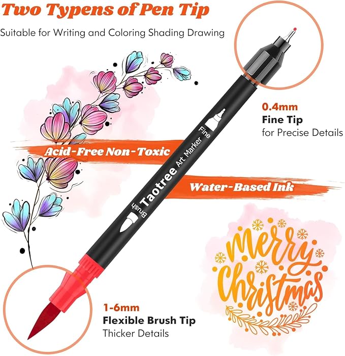 Taotree 150 Colors Dual Tip Art Markers Pens Set for Adult Coloring Books | Artist Fine & Brush Tip Coloring Markers Drawing Pens for Journaling Note Taking Lettering Calligraphy Craft Art Supplies Set