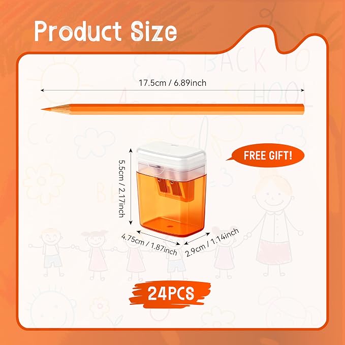 24Piece Orange Colored Pencils Set with Sharpener, Pre-Sharpened Professional Wooden Art Pencils for Artists Drawing and Sketching, Premium Colored Tone Supplies Delivering Detailed Painting(Orange)