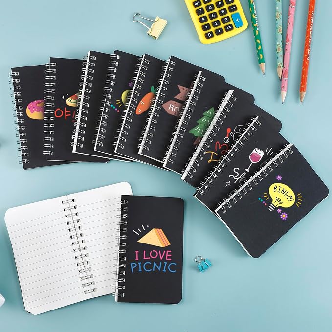 60 Pack Mini Spiral Notebooks, 3x5 Inch Small Pocket Notebooks, Black Cardboard Cover Memo Pads with Lined Pages, Small Spiral Notepads for Home Office Travel(60 Sheets/120 Pages)