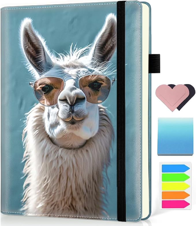 Hardcover Executive Notebooks, A5 PU Leather Lined Journal Notebook, 200 Pages Thick Paper Subject Notebooks for School,Work,Home Writing Business Notebook, Diary Book ，Alpaca