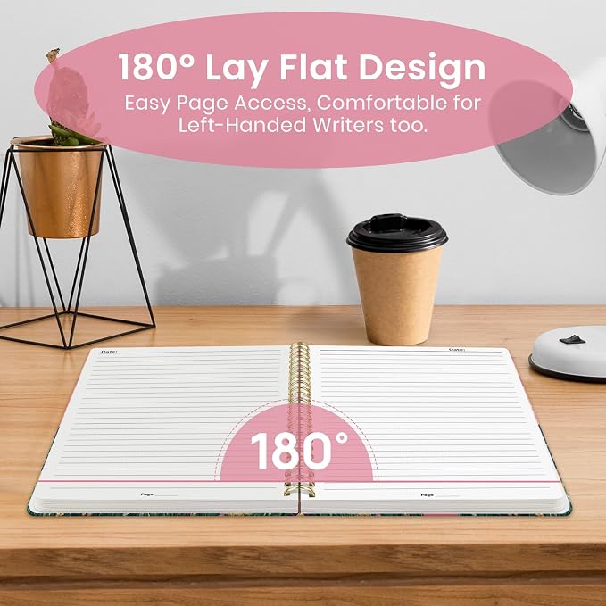Taja Lined Spiral Journal Notebook for Women, Pretty College Ruled Notebook for Work & Note Taking, A5 Hardcover Journal for Writing, Cute Aesthetic 140 Pages, Whirling Skies