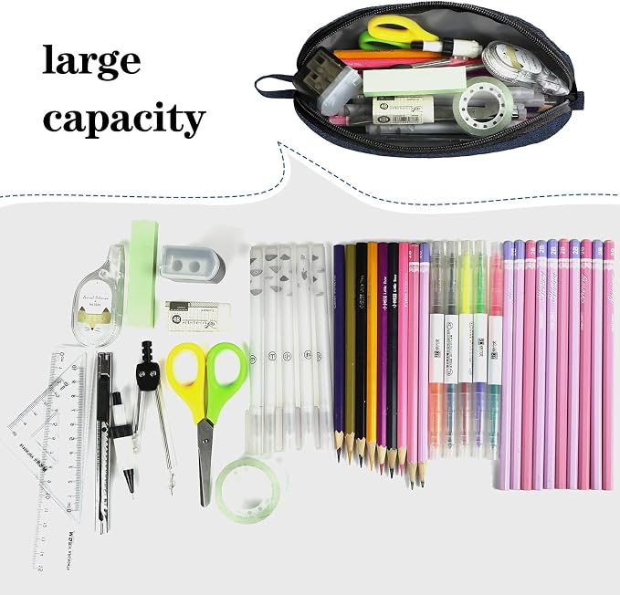 Gloppie Pencil Pouch - Practical Pencil Case, Aesthetic Simple Pencil Bag, Small Pen Holder, Back to School Supplies for Girls Boys, Blue