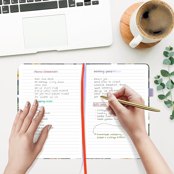 &And Per Se Lined Hardcover Notebook – A5 5.7"x8" College Ruled, 160 Pages, 100gsm Thick Paper – Aesthetic Journal for Women, Gift-Ready Planner, Everyday Writing Notebook (Garden Flowers)
