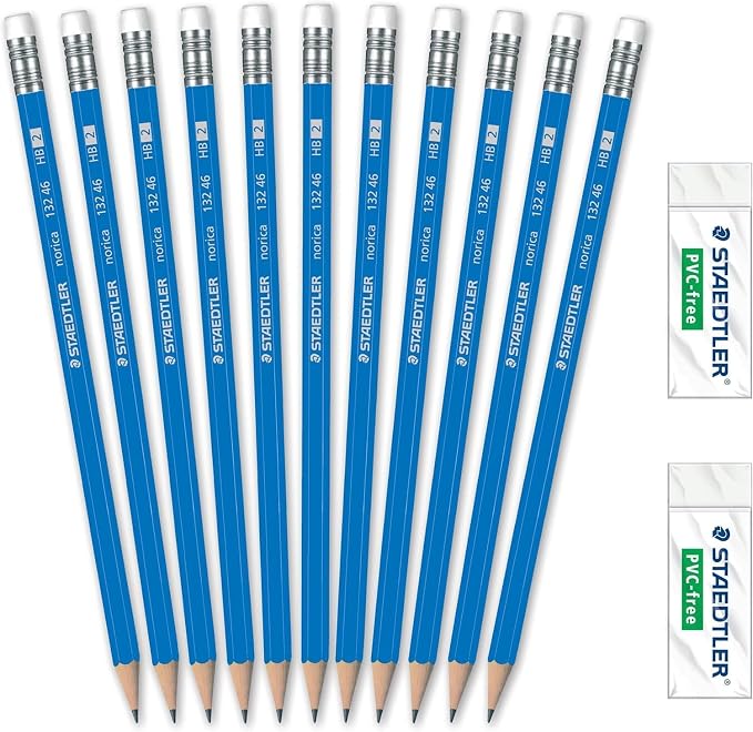 STAEDTLER Norica #2 HB Pencils Class Pack: 144 Pre-Sharpened Pencil + 12 Erasers, Bulk School Supplies Set, Break-Resistant Lead, Latex, PVC-Free (432 pencils + 36 erasers, 3 Pack)