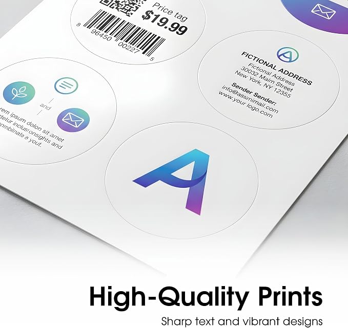 3" Printable Round Labels for Laser and Inkjet Printers - 3000 Blank Labels, 500 Sheets for Business Logos, Thank You Stickers, Price Tags, QR Codes - Spartan Industrial Template C006