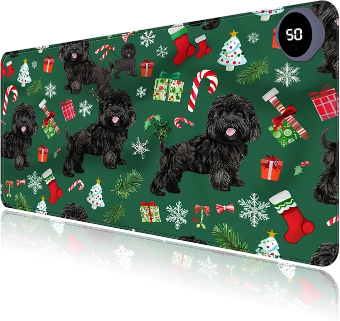 Heated Mouse Pad with 3 Levels Heated & 3 Hours Auto Shut-Off Mouse Pad for Warming Hands in Office Home, 31.5" x 13"Large Safe Desk Mat Hand Warmer Dog