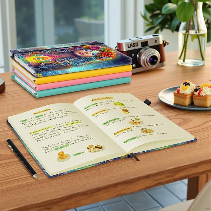 Hardcover Executive Notebooks, A5 PU Leather Lined Journal Notebook, 200 Pages Thick Paper Subject Notebooks for School,Work,Home Writing Business Notebook, Diary Book ，Mandala of The Heart