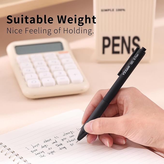 YISAN Black Gel Pens,12 Pack,0.7mm Fine Tip | Retractable,Fast Dry,Smooth Writing,71099