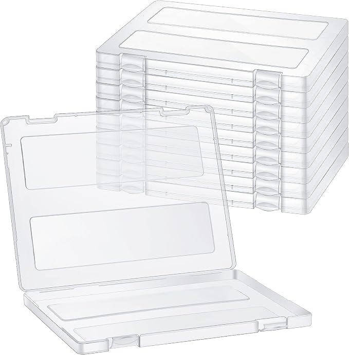 Outus 10 Pieces A4 File Box Paper Photo Storage Box A4 Portable Project Case Clear Plastic Document Magazine Organizer for Back to School Office Supplies Accessories