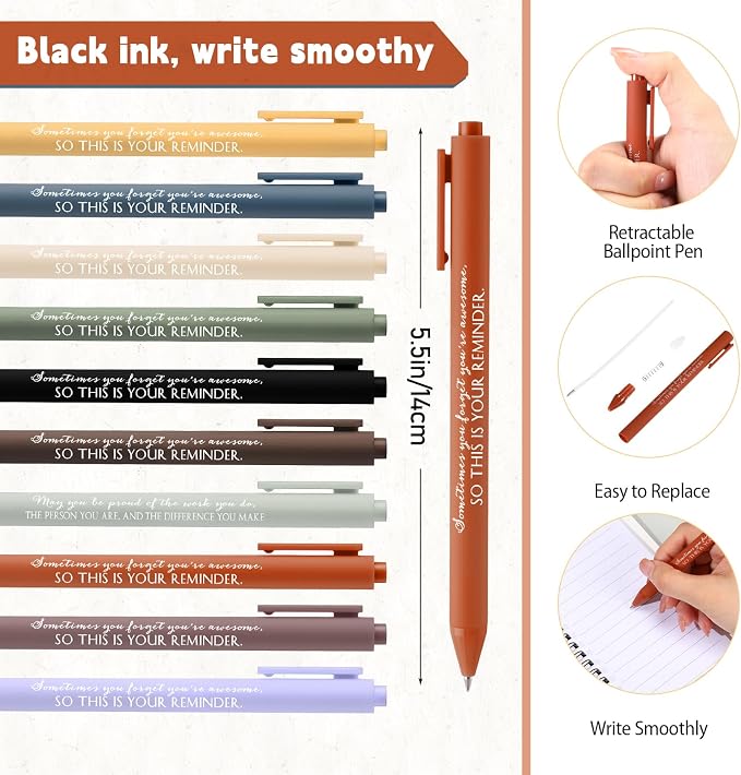 Chuangdi 20 Sets Back to School Teacher Gifts Appreciation Journal Inspirational Notebook with Sticky Notepad Ballpoint Pen Bulk Thank You Gifts for Student Staff Team Coworker Nurse(Neutral)