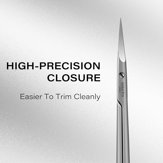 Cuticle Scissors Extra Fine Curved, Professional Russian Style | Stainless Steel, High Precision, Pointed Tip Grooming Scissors, for Dead Skin; Eyebrows; Eyelash, Leather Case, Matte Silver