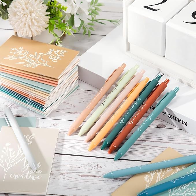 Affrolling 60 Pcs Inspirational Notebooks Bulk Motivational Mini Notepads with Pen Aesthetic Back to School Gift for Students Teacher Nurse Employee Coworker Office Classroom Rewards (Bright Colors)