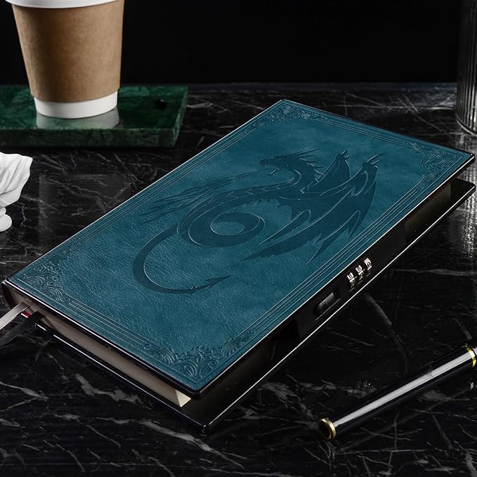 ZXHQ Luxurious Diary with Built-in Password Lock, 180° Lay Flat Design, Lock Journal for Men & Women, Personal Planner Organizer, 220 Pages 120gsm Paper, 5.9 x 8.5 inches Navy