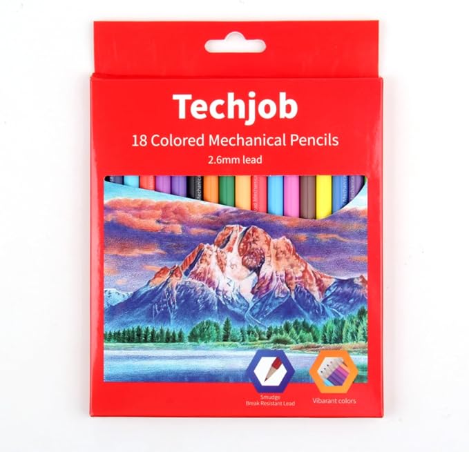 Colored Mechanical Pencil 2.6mm for Coloring and Drawing, Mechanical Colored Pencils, 18pcs