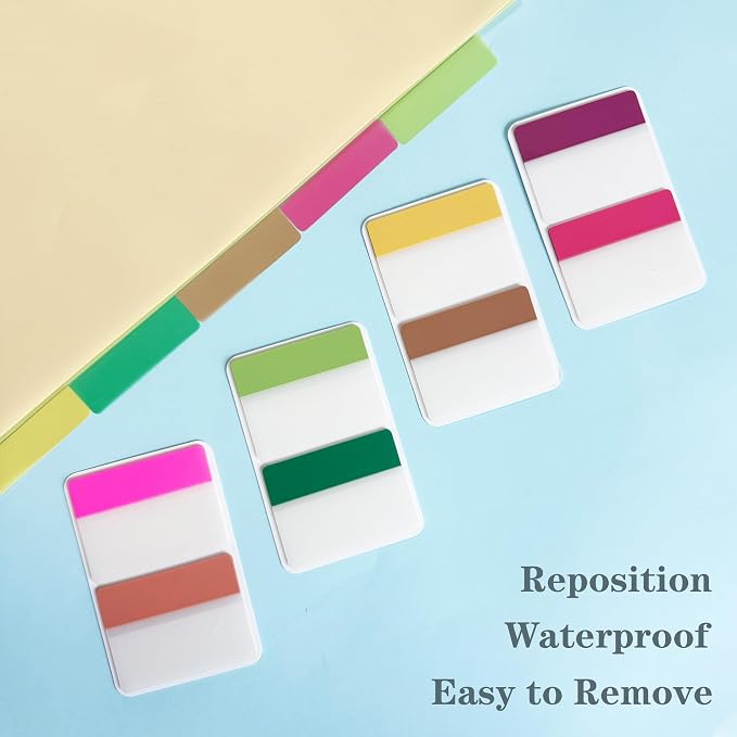 ELII 500 PCS Sticky Index Tabs 2 Inch Book Tabs Page Markers File Tabs | Self Adhesive, Labels for Pages Notebooks,Safety Material, Smooth Writing,Transparent,Waterproof,Repositionable