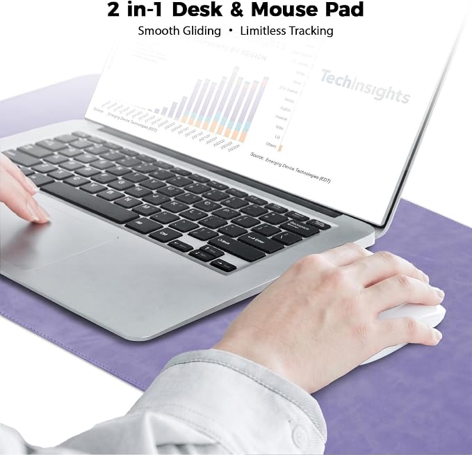 CHEERYGOO Leather Desk Pad Protector, Mouse Pad, Office Desk Mat, Non-Slip PU Leather Desk Blotter, Laptop Desk Pad, Waterproof Desk Writing Pad for Office and Home 36"x17" XL Purple