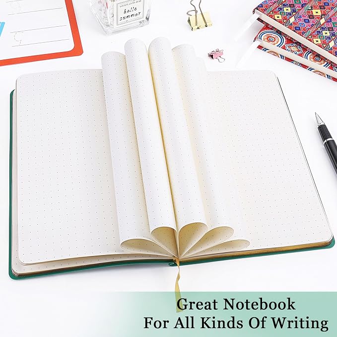 Journal Notebook, 196 Page Mahjong Design Hardcover Leather Book with Bookmark,Ruled Ivory Pages with Gold-plated Edges and Flat Circular Dots Journal, Suitable for Studying and Working (5.83“x8.27”)