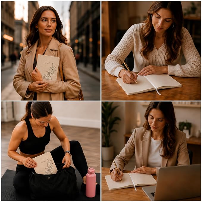 WORLD TRAVELER Large Lined Journal Notebook 256 Ruled White & Ivory Pages | Lay-Flat Binding, Gilded Page Edges Resist Wear, Reinforced Square Corners, Bleed-Resistant Smooth Paper