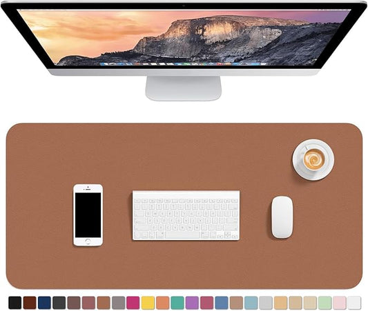 Hsurbtra Desk Pad, 30" x 14" PU Leather Desk Mat, XL Extended Mouse Pad, Waterproof Desktop Blotter Protector, Non-Slip Ultra Thin Large Laptop Keyboard Writing Mat for Office Home, Dark Apricot