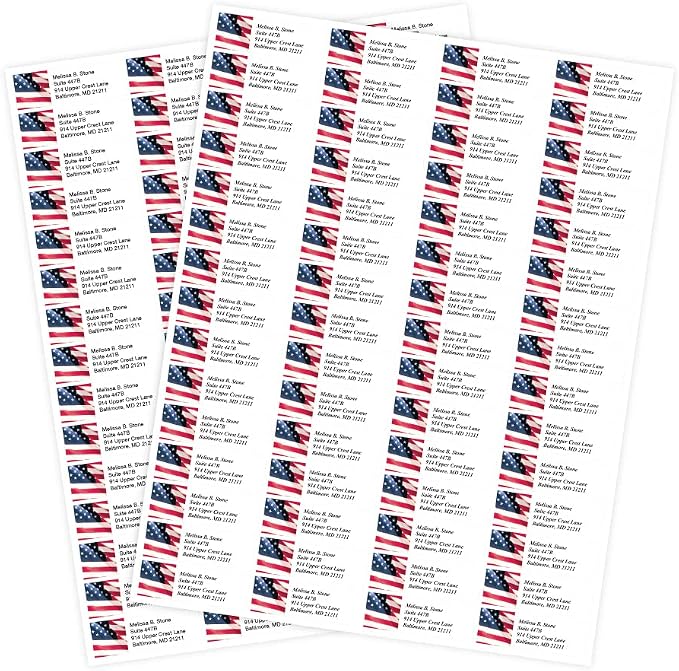 Stars & Stripes Flag Sheeted Name & Address Labels