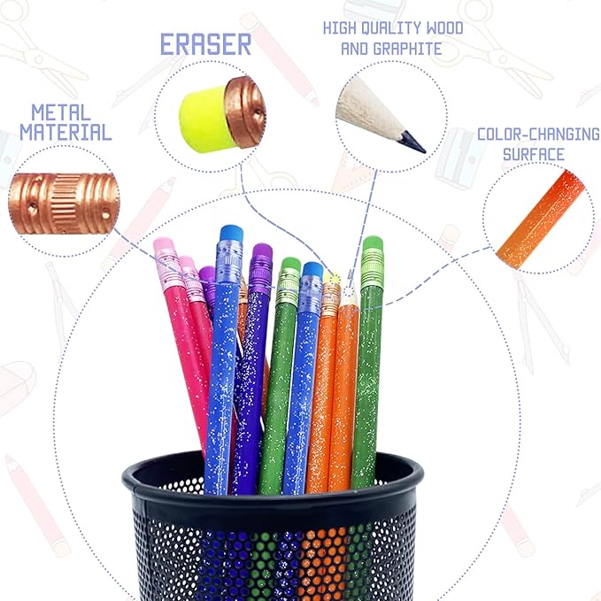 30 Pcs Color Changing Mood Pencil,Colored Wooden Pencils with Eraser,Heat Activated Color Changing Thermochromic Pencils for Students Gifts and Office Supplies(5 Colors)