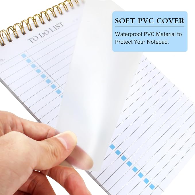 To Do List Notepad, Undated Daily Planner Notepad, A5 (5.5" x 8.3"), Blue | To Do List Notebook, Checklist Planner, Waterproof Spiral Notepad, for Work, Office Supplies, School Planner, 52 Sheets/Pack