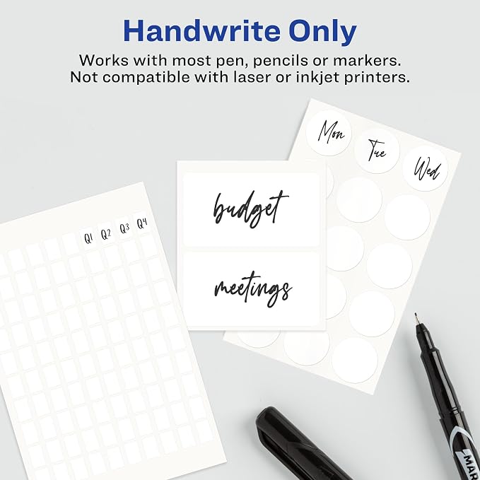Avery Labels, 1.5" x 2.75", White, 76 Count | Permanent | Multi-Use | Non-Printable | Pack of 2