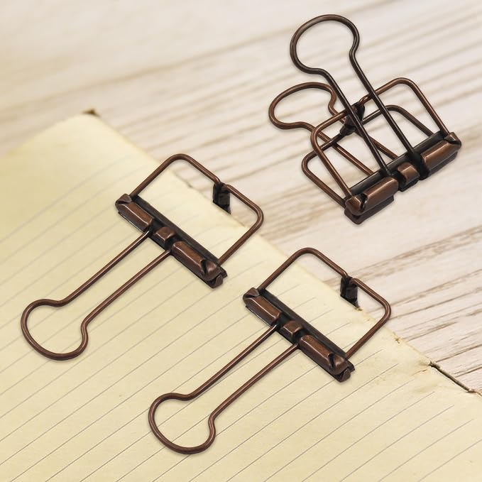 20 Pack 1 inch Hollow Out Binder Clips, Bronze | Metal Paper Clips, Unique Hollow Design, Clip Papers, Seal Snack Bags, Mark Book Pages