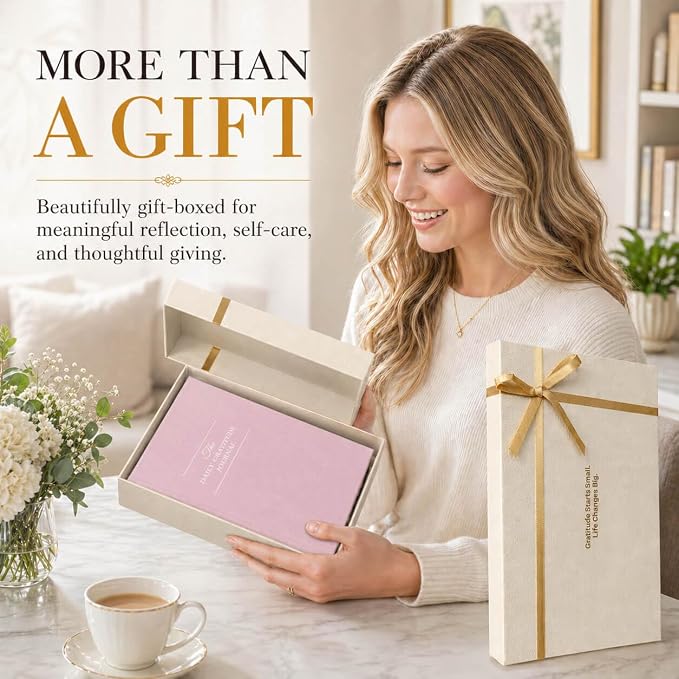 The Daily Gratitude Journal 2026 – Guided Gratitude Practice for Women & Men, 2 Fresh Prompts Every Day, Mindfulness, Happiness & Daily Reflection, Undated Affirmation Journal with Gift Box
