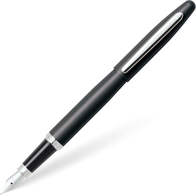 Sheaffer VFM Matte Black Fountain Pen with Chrome Trim and Fine Nib