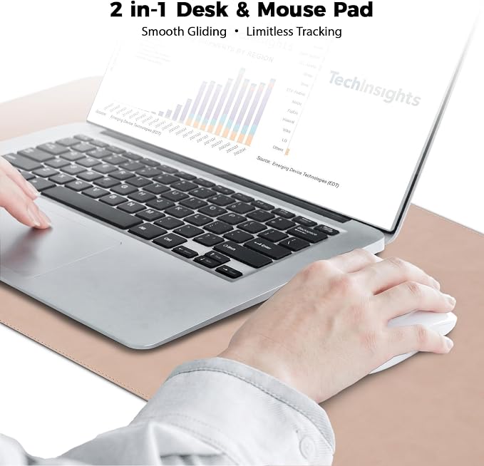 CHEERYGOO Leather Desk Pad Protector, Mouse Pad, Office Desk Mat, Non-Slip PU Leather Desk Blotter, Laptop Desk Pad, Waterproof Desk Writing Pad for Office and Home 36"x17" XL Beige
