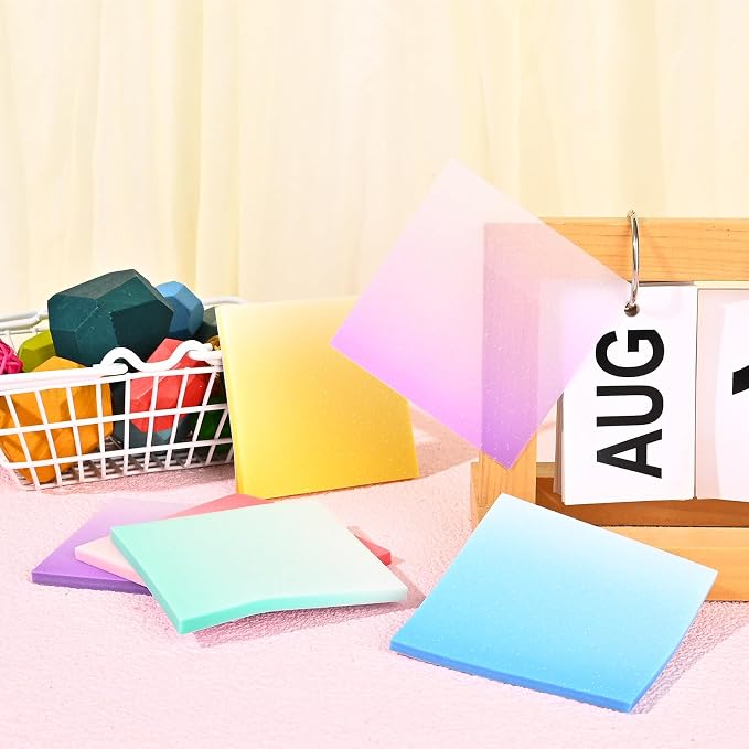 BAYTORY Glitter Transparent Sticky Notes, 250 Sheets 3 x 3 Clear Memo Pads | Gradient Color Waterproof Self-Stick Note, See Through Aesthetic Self-Adhesive Note for Bible Accessories