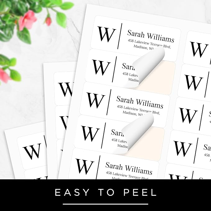 Personalized Return Address Labels, Custom Address and Name Mailing Labels Square for Envelopes & Branding - Script 1x2.6 Inches Flat Sheet of 60-1200 Made in USA by My Sign Center