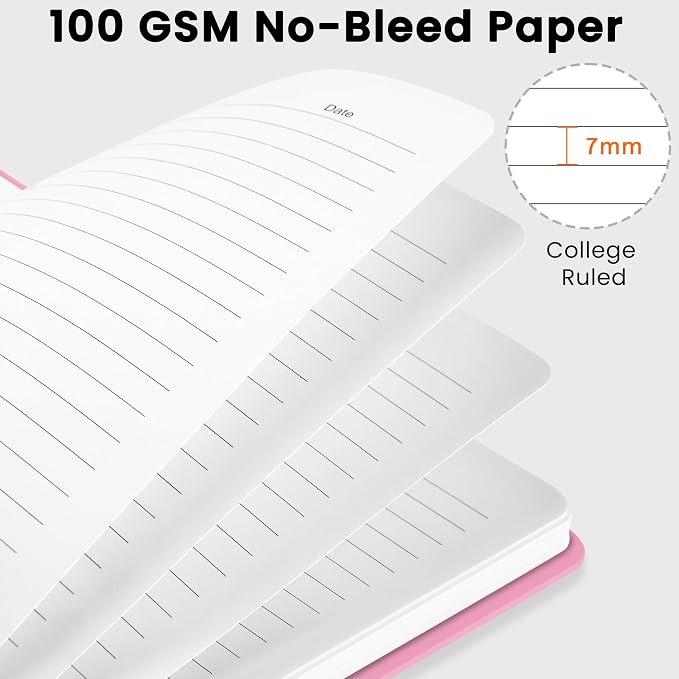 CICPAP Lined Spiral Journal Notebook, A5 College Ruled Notebook for Journaling, Note-Taking, and Daily Planning, Durable Hardcover with an Elegant Design, Rose Pink