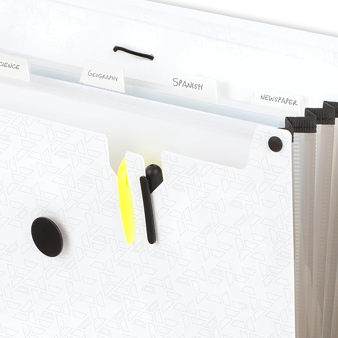 Five Star Expanding File Organizer, 6-Pocket Accordian File Organizer, Bungee Closure, Holds 8-1/2" x 11" Paper, White (350100E-ECM)