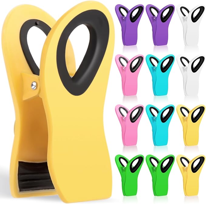 JETMORE 12 Pack Chip Clips, Plastic Magnetic Bag Clips for Food, Clip | Built-in magnets keep notes visible on the fridge, bag clips seal snacks and bread, while food clips suit freezer packages