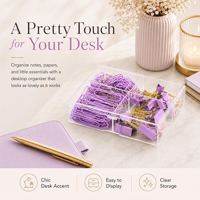Cute Paper Clips Binder Clips Combo Set, Assorted Size Paper Clips for Office, Cute Office Supplies Set,