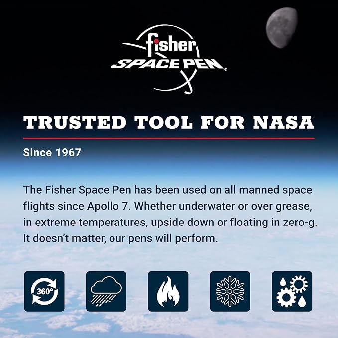 Fisher Space Pen Dark Matter Black Titanium Nitride Bullet Pen, Pressurized Ballpoint Pen, Compact Size, Writes Upside Down, Extreme Temperatures, Black Ink, Medium Point, Gift Box, Made in USA